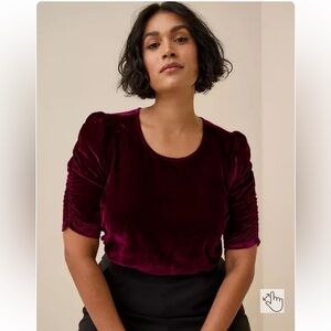 Torrid size 00x 10 M/L Velvet Ruched Sleeve Top